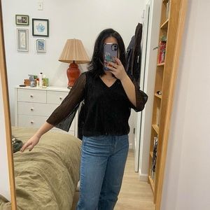 sheer & sparkly black going out blouse